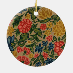 Adorno De Cerámica Patrón de bordado floral vintage de crewel
