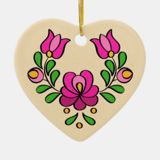 Adorno De Cerámica Patrón de bordado húngaro, "Matyó" - rosa