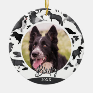Adorno De Cerámica Patrón de Border Collie Nombre del perro Foto Nav