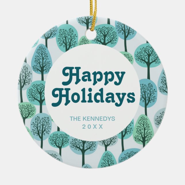 Adorno De Cerámica Patrón de bosque invernal (Frente)