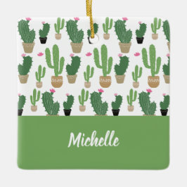 Adorno De Cerámica Patrón de cactus lindo con monograma