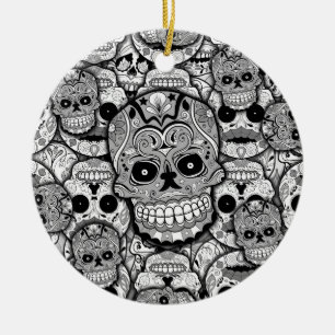 Adorno De Cerámica Patrón de calaveras azucareras