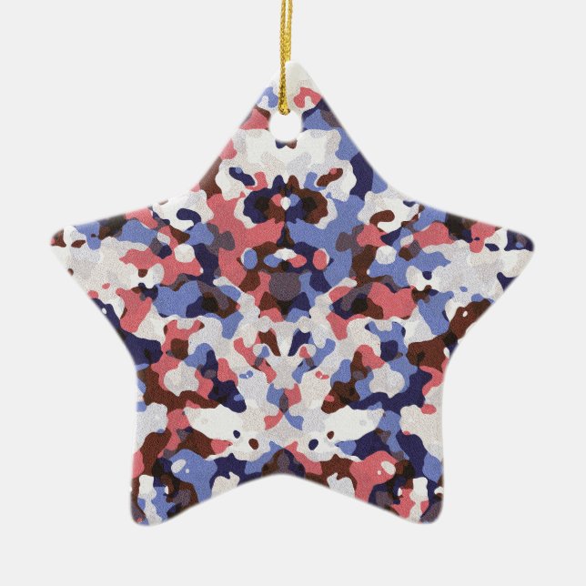Adorno De Cerámica Patrón de camuflaje azul y rojo (Frente)