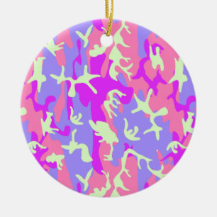 Adorno De Cerámica Patrón de camuflaje digital rosa lindo