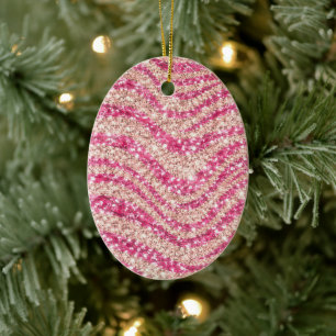 Adorno De Cerámica Patrón de cebra brillo rosa femenino            