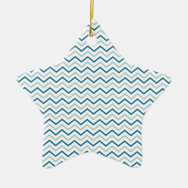 Adorno De Cerámica Patrón de cheurón azul Aqua (Frente)