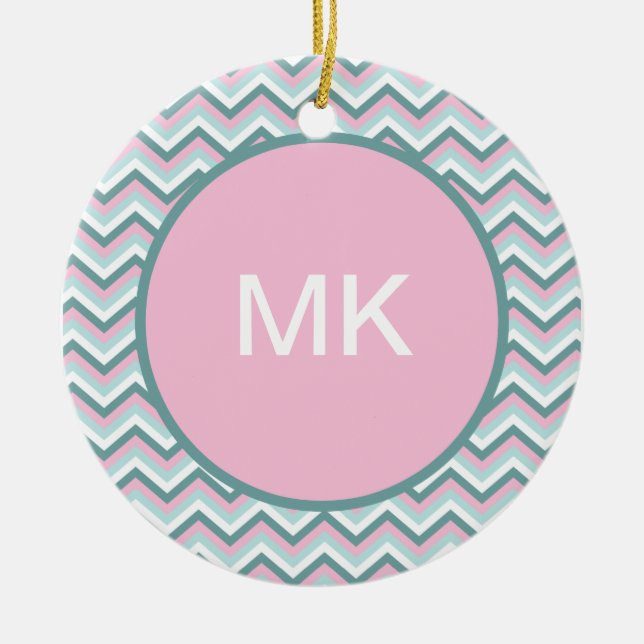 Adorno De Cerámica Patrón de cheurón de niebla oceánica (Frente)