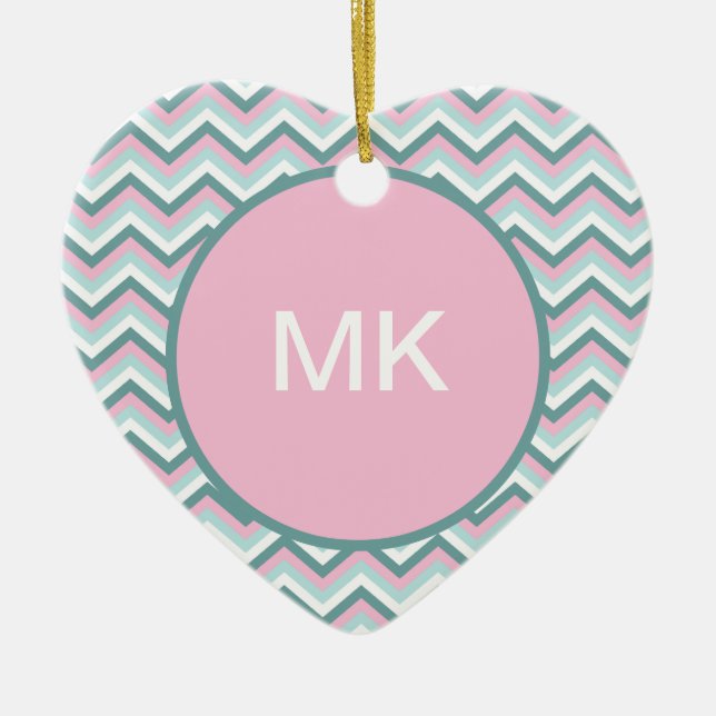 Adorno De Cerámica Patrón de cheurón de niebla oceánica (Frente)