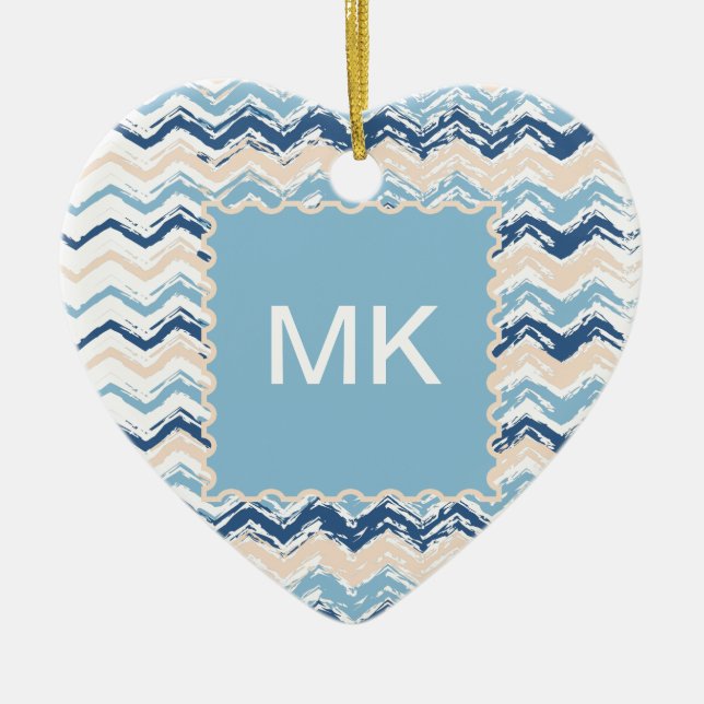 Adorno De Cerámica Patrón de Chevron del Océano Pacífico (Frente)