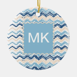 Adorno De Cerámica Patrón de Chevron del Océano Pacífico