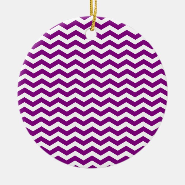 Adorno De Cerámica Patrón De Chevron Violeta Morado Y Blanco Zigzag (Frente)