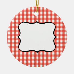 Adorno De Cerámica Patrón de comprobación de Gingham rojo
