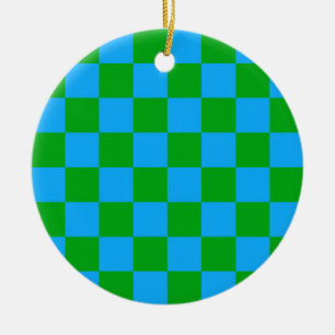 Adorno De Cerámica Patrón de comprobación verde azul