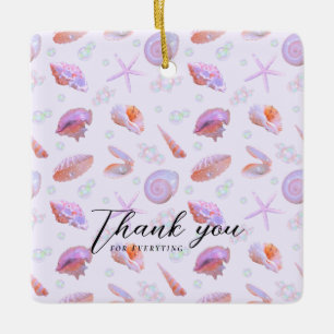 Adorno De Cerámica Patrón de concha de pastel con texto personalizado