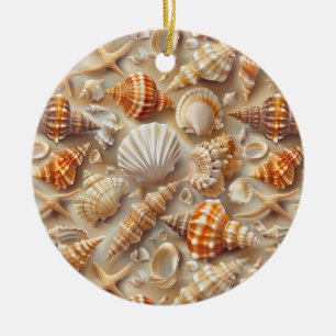 Adorno De Cerámica Patrón de conchas marinas de elegancia costera