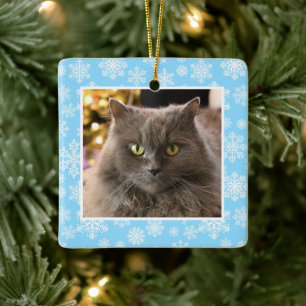 Adorno De Cerámica Patrón de copo de nieve azul para gato y perro per
