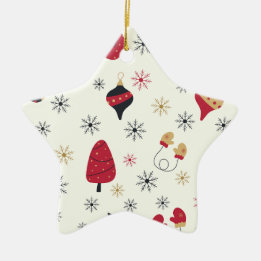 Adorno De Cerámica Patrón de copo de nieve de estrella de Navidad