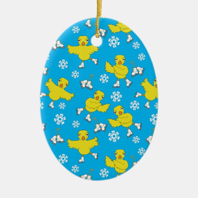 Adorno De Cerámica Patrón de copo de nieve de pollo de hielo (Frente)