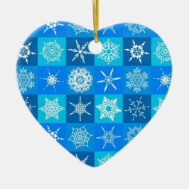 Adorno De Cerámica Patrón de copos de nieve azules