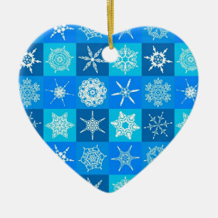 Adorno De Cerámica Patrón de copos de nieve azules