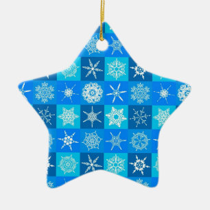 Adorno De Cerámica Patrón de copos de nieve azules