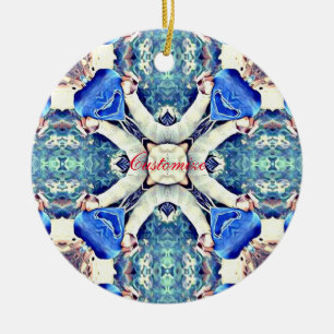 Adorno De Cerámica Patrón de corazones de mandala azul Thunder_Cove
