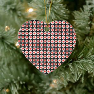 Adorno De Cerámica Patrón de cuadros en forma de cruz con corazones r
