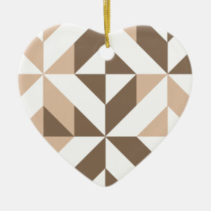 Adorno De Cerámica Patrón de cubo geométrico beige marrón