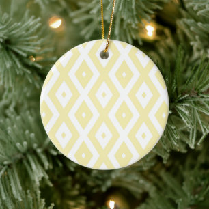 Adorno De Cerámica Patrón de diamante amarillo y blanco pálido