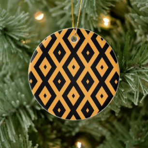 Adorno De Cerámica Patrón de diamante amarillo y negro