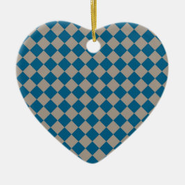 Adorno De Cerámica Patrón de diamante de cuadros gris azul