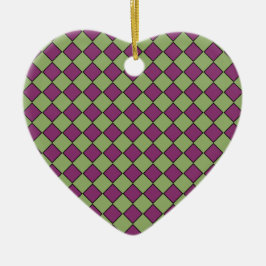 Adorno De Cerámica Patrón de diamante de cuadros púrpura verde