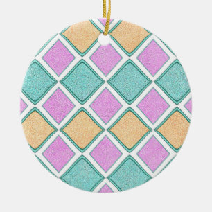 Adorno De Cerámica Patrón de diamante de prisma Harlequin pastel
