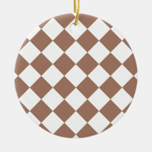 Adorno De Cerámica Patrón de diamantes en blanco y mousse de mocha