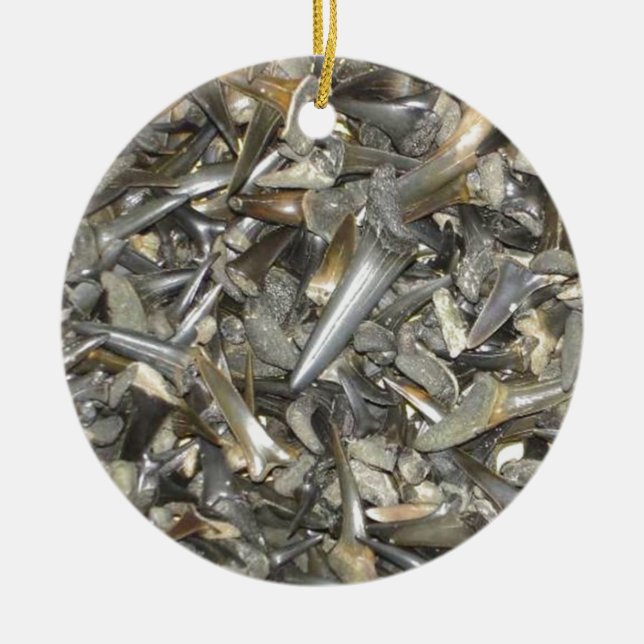 Adorno De Cerámica Patrón de dientes de tiburón fósil (Frente)