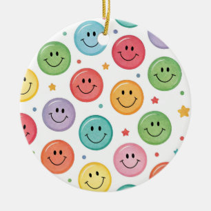 Adorno De Cerámica Patrón de Emoji Sonriente
