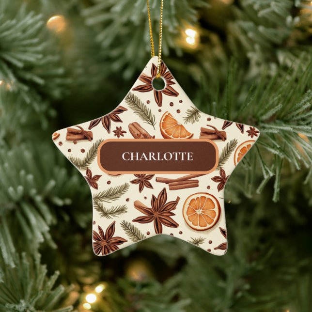 Adorno De Cerámica Patrón de especias íntimo personalizado - Nombre (Árbol)
