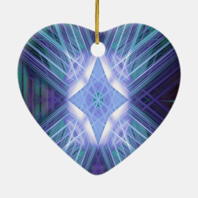 Adorno De Cerámica Patrón de estrella brillante azul (Atrás)