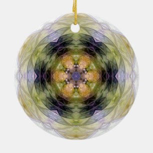 Adorno De Cerámica Patrón de estrella floral naranja morado amarillo
