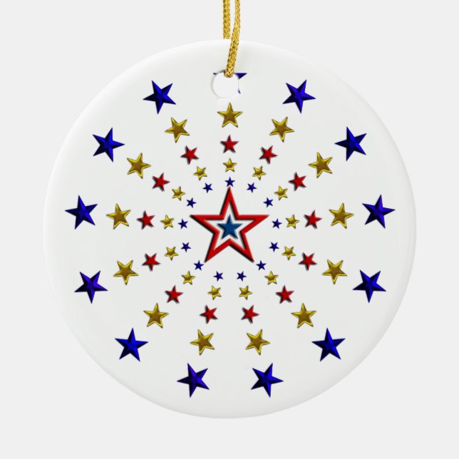 Adorno De Cerámica Patrón de estrellas patrióticas (Frente)