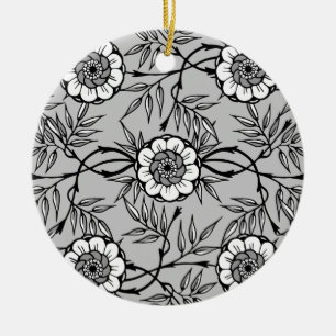 Adorno De Cerámica Patrón de Flor Negra
