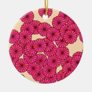 Adorno De Cerámica Patrón de flores Art Deco - rosa profundo y meloco