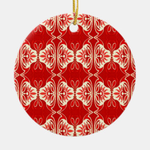Adorno De Cerámica Patrón de fondo de pantalla Art Deco - rojo y blan