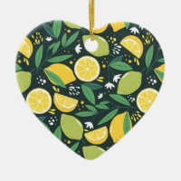Patrón de fruta de limón y extremidades en verde y