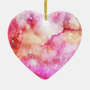 Adorno De Cerámica Patrón De Galaxia Rosa Y Rojo