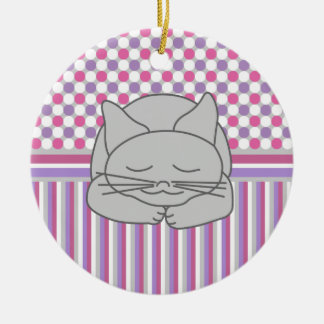 Adorno De Cerámica Patrón de gato gris durmiente