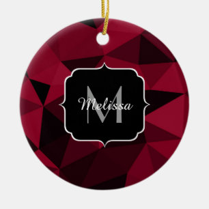 Adorno De Cerámica Patrón de geometría magenta rosa rojo negro Monogr