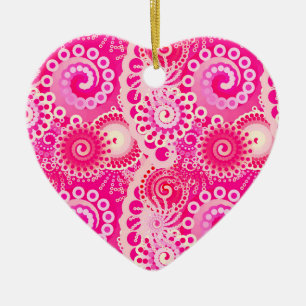 Adorno De Cerámica Patrón de giro fractal, tonos fucsia rosados