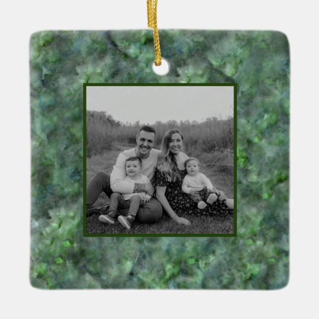 Adorno De Cerámica Patrón de granito de cuarzo verde abstracto (Anverso)