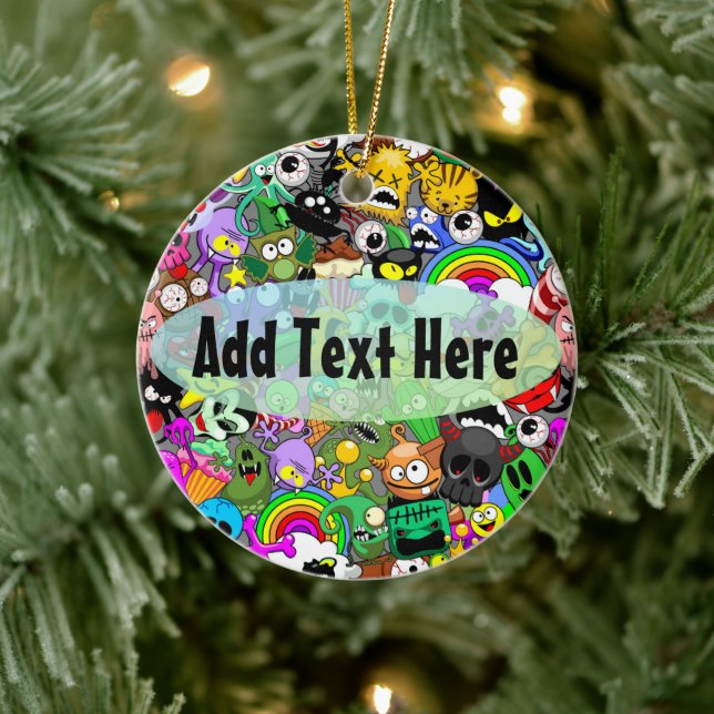 Adorno De Cerámica Patrón de Halloween de personajes adorables (Árbol)